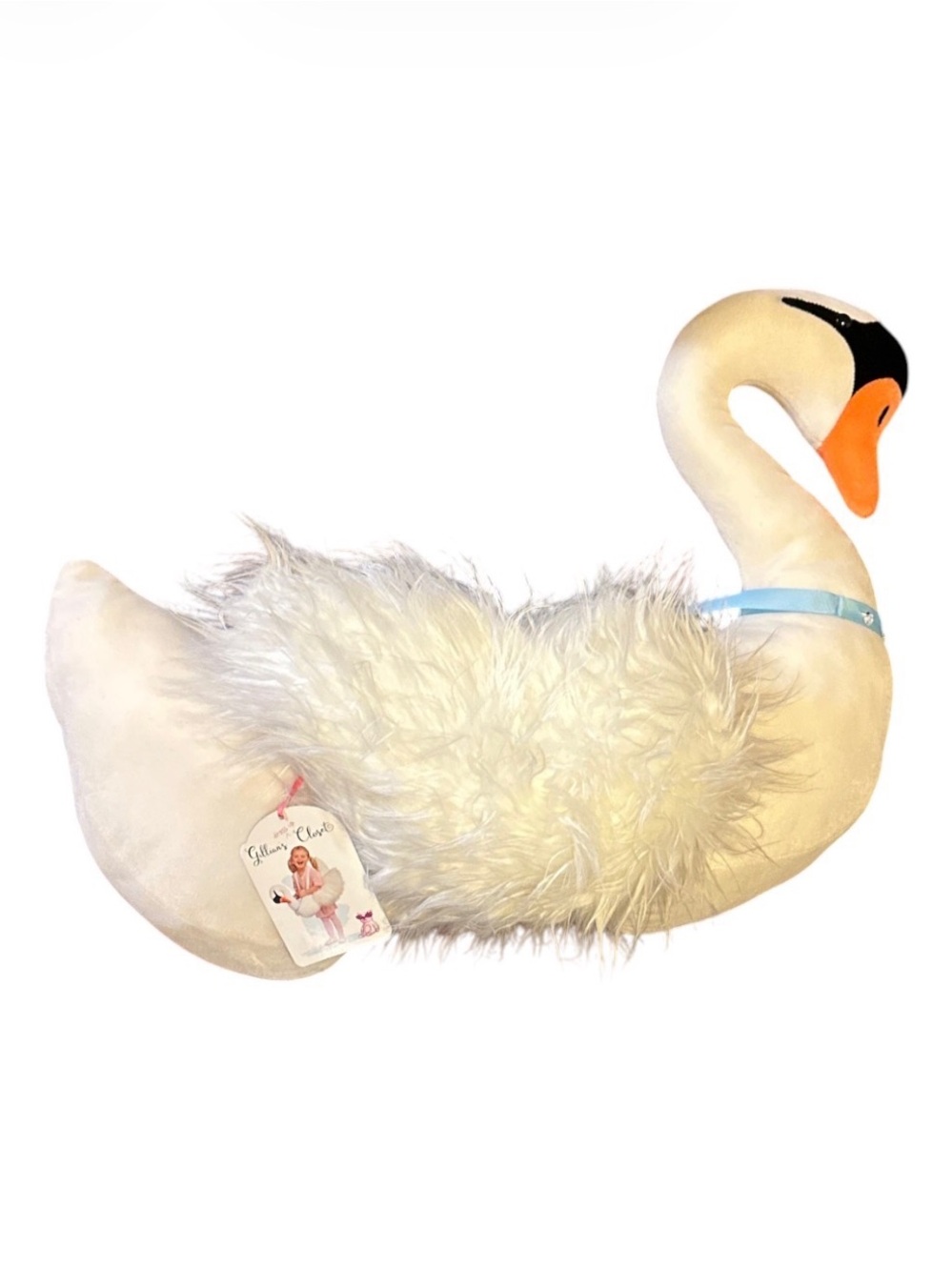 White Swan Plush with Light Blue Ribbon - Kids Costume size 3-7